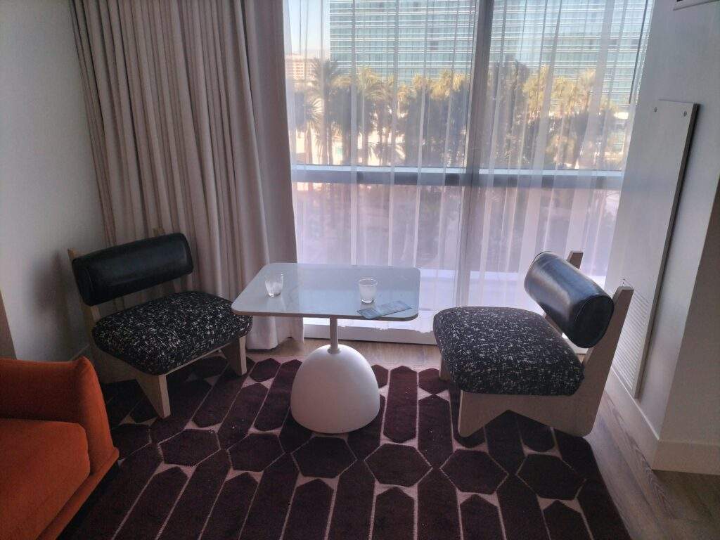 Dining Room Table in a Ruby Tower Suite in the Virgin Hotel and Casino in Las Vegas